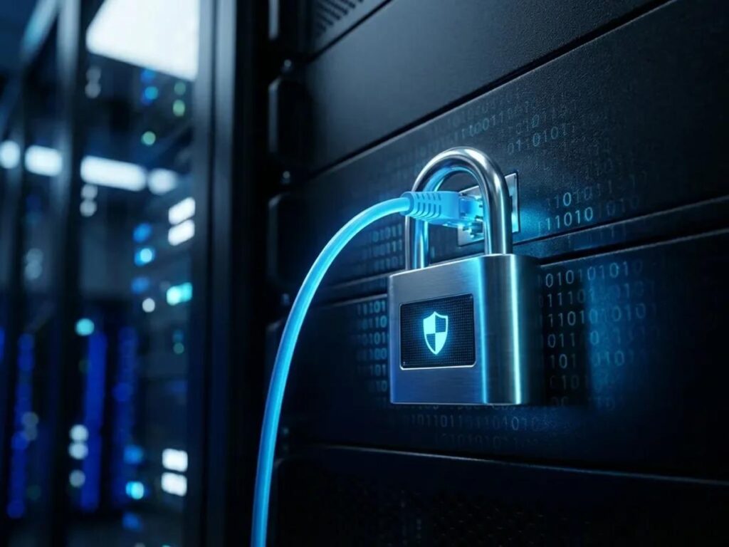 Cadenas numérique protégeant des comptes administrateurs et des accès sensibles d’une entreprise contre le vol de mots de passe et les cyberattaques.